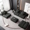Modern Oversized Modular Sectional Sofa, Sparkling Chenille Fabric Soft Cushion Sofa With 6 Pillows, 6 Pieces Diy Combination Tufted Sofa, No Assembly Required - Black - Image 11