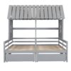 Twin Size House Platform Beds With 2 Drawers For Shared Use - Gray - Image 7