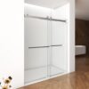 Frameless Shower Door, Double Sliding Shower Door, Clear Tempered Glass Shower Enclosure With Square Rail, Double Side Easy Clean Coat, Finished With Buffer - Brushed Nickel - Image 5