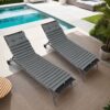 2 Piece Outdoor Chaise Lounge Chair Cushion Set, Polyester Replacement Seat Pads - Gray - Image 3
