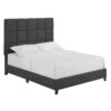 Queen Size Gray Squares Upholstered Platform Bed - Image 4