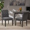 Broxton - Tuft Dining Rolltop Chairs With Button Tufted Backrest (Set of 2) - Dark Gray - Image 4