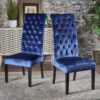 Elegant George Hi Back Dining Chair (Set of 2) With Tufted Velvet - Navy Blue - Image 2