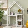 House-Shaped Wooden Writing Desk, Kids Study Table, Bookshelf & Toy Storage - White - Image 7
