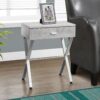 Accent Side Table, Storage Drawer, Convenient Design - Gray - Image 5