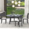 Modern Farmhouse 5 Piece Wood Dining Table Set With Extendable Round Table And 4 Chairs - Gray - Image 7
