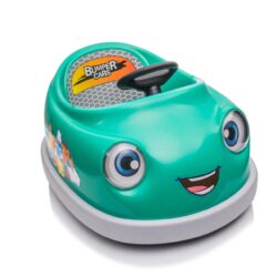 Bumper Car For Kids, 12V Dual Drive 1-6 Years Old Children's Electric Car With Pushrod Dinner Plate USB Bt Music Rocking Horse Mode Anti-Collision Bumper Ride On Car - Green
