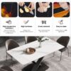 63" Modern Artificial Stone Straight Edge Metal X-Leg Dining Table, 6 People - White / Black - Image 9