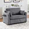 Twin Size Sofa Bed Sleeper Sofa Loveseat Sofa With Foldable Mattress, USB Ports, Side Table & Storage Pocket - Gray - Image 6