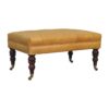 Buffalo - Leather Ottoman With Castor Legs - Caramel - Image 2