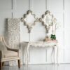 Artistic Diamond Scrollwork Mirror, Home Accent Mirror For Living Room, Entryway, Bedroom, Office - Antique White - Image 4