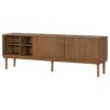 TV Stand With Vertical Slatted Doors And Sliding Panels, Solid Wood Legs - Brown - Image 7