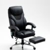 Massage Reclining Office Chair With Footrest, High Back Computer Chair Home Desk Ergonomic Executive Office Chair With Armrests, Adjustable Height - Black - Image 12