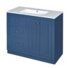Bathroom Vanity With Ceramic Sink, Bathroom Storage Cabinet With 2 Drawers & Shelf, Freestanding Bathroom Cabinet - Blue - Image 14