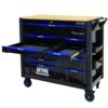 12 Layer Drawer Multi Purpose Tool Cart With Wheels And Wooden Countertops - Black / Blue - Image 5