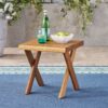 Passion - Outdoor Side Table With Cross Base And Slatted Top - Teak - Image 5