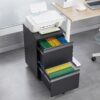 2 Drawer File Cabinet With Lock, Metal Under Desk Rolling Filing Cabinet Fits Letter / Legal / A4 Size For Home Office, Mobile Filing Cabinet - Black - Image 20
