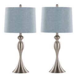 Ashland - Contemporary Table Lamp (Set of 2) - Nickel / Light Blue