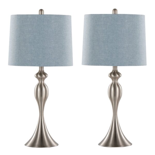 Ashland - Contemporary Table Lamp (Set of 2) - Nickel / Light Blue