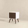Caroline - Mid-Century Modern Style White Night Stand 2 Drawer - Dark Brown / White - Image 3