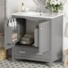 Bathroom Vanity With Single Sink, Combo Cabinet Undermount Sink, Bathroom Storage Cabinet With Two Doors And A Drawer, Soft Closing, Multifunctional Storage, Solid Wood Frame - Gray - Image 24