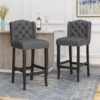Solara - Fabric Tufted Counter Stool With Nailhead Accents (Set of 2) - Charcoal - Image 9