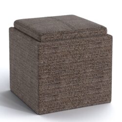 Rockwood - Cube Storage Ottoman With Tray - Mink Brown