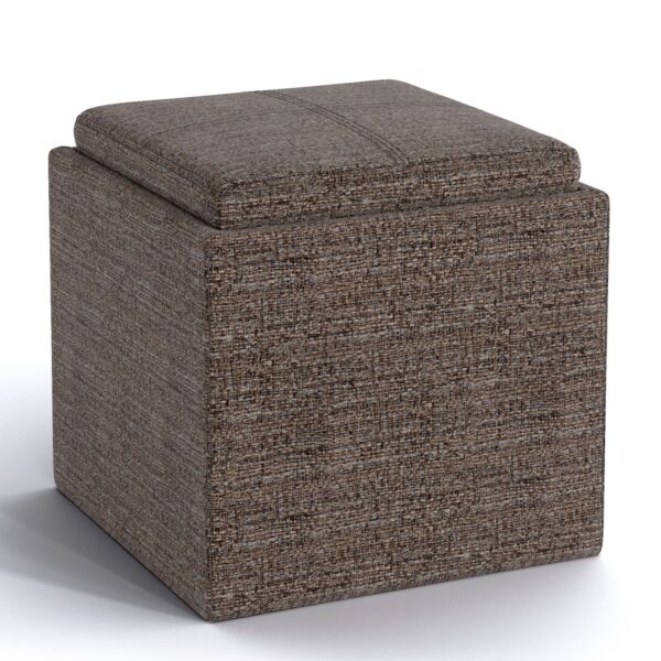 Rockwood - Cube Storage Ottoman With Tray - Mink Brown