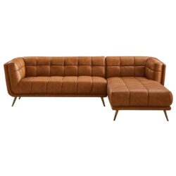Addison - Right Sectional Leather Sofa - Cognac