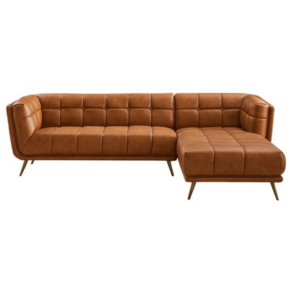 Addison - Right Sectional Leather Sofa - Cognac