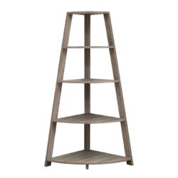 Bookshelf, Bookcase, Etagere, Corner, 4 Tier, Office, Versatile Placement - Taupe