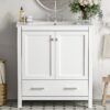Bathroom Vanity With Single Sink, Combo Cabinet Undermount Sink, Bathroom Storage Cabinet With Two Doors And A Drawer, Soft Closing, Multifunctional Storage, Solid Wood Frame - White - Image 24