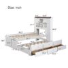 Twin Solid Pine Captain Bookcase Bed With Trundle Bed And 3 Spacious Under Bed Drawers In Casual - White / Walnut - Image 10