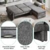 Convertible Futon Sofa Bed Futon Sofa Couch With An Adjustable Backrest, A Reversible Chaise Lounge And 2 Removable Armrest Pillows For Living Room - Gray - Image 6