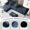Modern Oversized Modular Sectional Sofa, Sparkling Chenille Soft Cushion Sofa With 6 Pillows, 6 Pieces Diy Combination Tufted Sofa, No Assembly Required - Blue - Image 16
