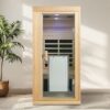 1 Person Far Infrared Hemlock Standard Indoor Sauna Room - Natural - Image 2