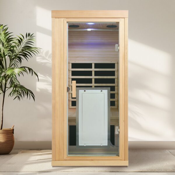 1 Person Far Infrared Hemlock Standard Indoor Sauna Room - Natural