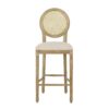 Country Chic Bar Stools (Set of 2) With Rattan Backrest And Upholstered Seat - Beige / Natural - Image 4