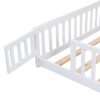Twin Size Floor Bed With Door And Fence For Children - White - Image 6