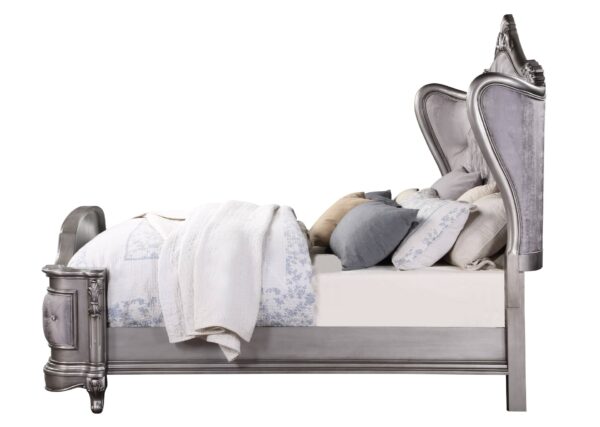 Ariadne - California King Velvet Bed - Antique Silver