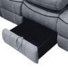 Zubaida - Two Tone Velvet Recliner Sofa With USB Port Drop Down Table - Gray - Image 8