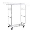 Heavy Duty Double Clothing Garment Rack With Shelves - Silver - Image 2