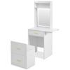 Small Vanity Desk With Mirror And Light, Dressing Table With Charging Station & Fold Up Panel For Small Space, Compact Makeup Vanity Set With Hidden Stool For Bedroom - White - Image 15