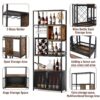 Industrial Tall Black Bar Wine Rack Cabinet With Glass Holder Wood Home Bar Cabinet - Walnut / Black - Image 7