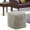Zoey - Woven Cube Pouf - Silver - Image 6