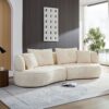 4 Seat Modular Sofa With Removable Pillows, Durable Fabric And Solid Wood Frame - White - Image 2
