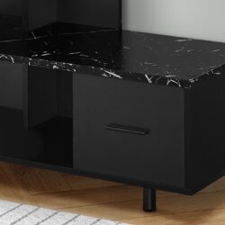 TV Stand, Console, Media Entertainment Center, Storage Drawer, Marble Look Contemporary & Modern - Black