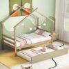 Twin Size House-Shaped Bed With Trundle - Natural - Image 2