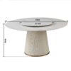 Modern Sintered Stone Dining Table With Round Turntable, Wood And Metal Pedestal, 8 Chairs - White - Image 3