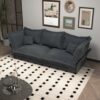 Modern Comfy Upholstered Sofa Cloud Couch, Deep Seat Couches With Multiple Large Soft Pillows, Convertible Deep Seat Chaise Langue For Living Room - Gray - Image 5